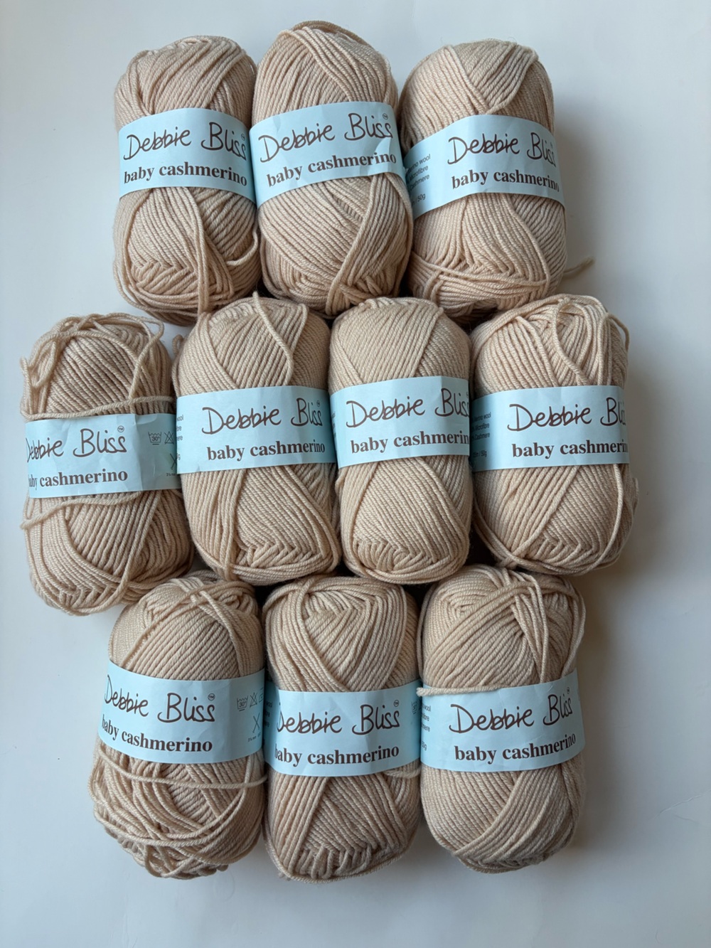Debbie Bliss Baby Cashmerino Yarn. 10 Skein Bundle Tan/Taupe/Beige.